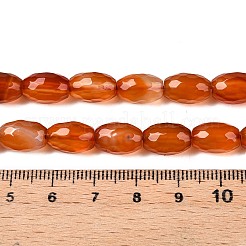 天然石瑪瑙ビーズ連売り  多面カット  オーバル  染め  チョコレート  10.5~12x7.5~8mm  穴：1mm  約32個/連  14.57~15.2''（37~38センチメートル）&nbsp;G-T138-180G