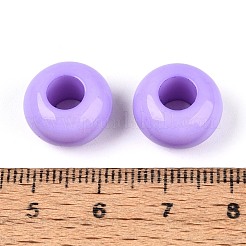 不透明なアクリルの欧州大きな穴ビーズ  ロンデル  ライラック  14x8mm  穴：5.5mm  約555個/500g&nbsp;SACR-N019-03F