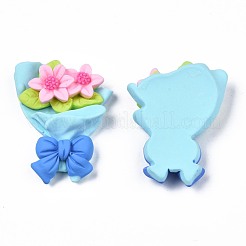 オペーク樹脂カボション  花束  空色  52.5~53x41x11.5~12mm&nbsp;CRES-N024-79