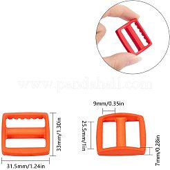 プラスチックバックル  長方形  ミックスカラー  33x31.5x7mm  穴：9x25.5mm  6個/カラー  66個/箱&nbsp;KY-NB0001-03