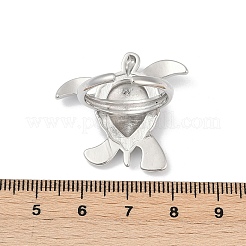女性用ウミガメ真鍮カフリング  カドミウムフリー＆鉛フリー  プラチナ  トレイ：27.5x30.5mm  内径: 調節可能&nbsp;RJEW-A059-06P