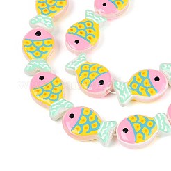 染色・加熱ガラスエナメルビーズ  魚  きいろ  20x13x5.5~6mm  穴：1mm&nbsp;GLAA-T023-45C