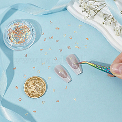 合金カボション  女性のための diy マニキュア装飾アクセサリー  a～zの文字  ゴールドカラー  3x1.5~4x0.1mm  約170個/セット&nbsp;MRMJ-WH0112-09B