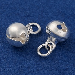 ラックメッキ真鍮チャーム  丸カン付き  カドミウムフリー＆鉛フリー  長持ちメッキ  ベル型  銀  8x6mm  穴：2mm&nbsp;KK-Z070-05S