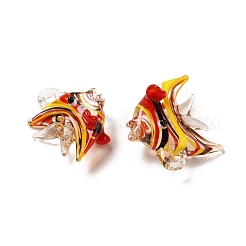 手作りランプワークペンダント  魚  ミックスカラー  25.5~35x24~36.5x9.5~19mm  穴：1.2~5.5mm&nbsp;LAMP-G162-01