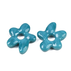 手作りランプワークビーズ  花  ダークターコイズ  18x17x4mm  穴：3.7mm&nbsp;LAMP-S069-03I