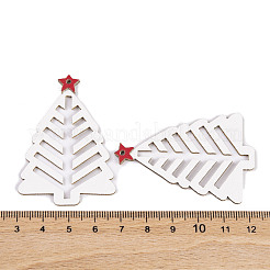 PUレザーペンダント  クリスマスツリー  ホワイト  54x38x1mm  穴：2mm&nbsp;FIND-H003-03A