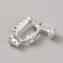 真鍮とクリスタルのラインストーンクリップオンイヤリング金具  925銀メッキ  16x15x5mm&nbsp;KK-WH20002-23