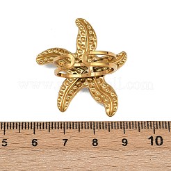 女性用304ステンレススチールオープンカフリング  エナメル付き  ヒトデ  ゴールドカラー  ヒトデ：33x31mm  調整可能&nbsp;RJEW-A081-02B-G