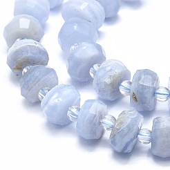 天然石ブルーレースアゲートビーズ連売り  多面カット  ナゲット  10x4~7mm  穴：1.2mm  約43個/連  15.55インチ（39.5cm）&nbsp;G-F715-033B