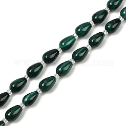 天然石マラカイトビーズ連売り  ティアドロップ  9~10.5x6~7mm  穴：0.8mm  約32個/連  14.96インチ（38cm）&nbsp;G-L630-C01-10x6mm