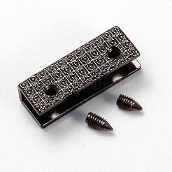 亜鉛合金バッグコーナープロテクターエッジングフレーム  ネジ付き  長方形  ガンメタ色  9x25x7mm  穴：2.5mm&nbsp;PALLOY-WH0084-79C-02