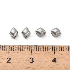 304ステンレススチールビーズ  菱形  ステンレス鋼色  4.5x4x4mm  穴：1.2mm&nbsp;STAS-D204-58P