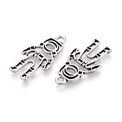 合金のチベット風チャーム  宇宙人  カドミウムフリー＆鉛フリー  アンティークシルバー  26.2x14x1.6mm  穴：1.8~2mm&nbsp;PALLOY-T090-107AS
