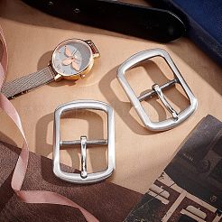 304ステンレススチールローラーバックル  男性用DIYベルトアクセサリー用1ピースピンバックル  長方形  ステンレス鋼色  76x52.5x10mm&nbsp;DIY-WH0304-353