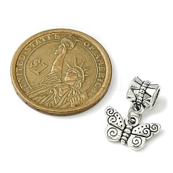 チベット風合金ヨーロピアンダングルチャーム  大穴ペンダント  蝶と蜂  アンティークシルバー  20mm  ペンダント：10~17.5x11~16x1~2.5mm  穴：4.7mm&nbsp;PALLOY-JF02508