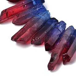 ツートンの天然水晶ビーズ連売り  染め  ファセット弾丸  トップ掘削  24~50x9.5x8mm  穴：1.7mm  約21個/連  7.28''~7.68''（18.5~19.5センチメートル）&nbsp;G-Z131-K01-02