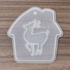 クリスマステーマの DIY シリコンペンダント型  レジン型  ホワイト  ハウス  100x98x6mm  穴：5mm&nbsp;LS-SIMO-G007-01E