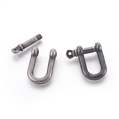 304ステンレススチール製ネジDリングアンカーシャックル留め金  アンティークシルバー  33x29x10mm  穴：2mm  10x20mm内径&nbsp;STAS-E446-30B-AS