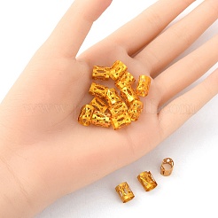 200 個のアルミドレッドヘアビーズ髪飾り  ヘアコイルカフ  ゴールド  9x8mm  穴：7mm&nbsp;ALUM-YW0001-03