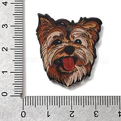 印刷されたアクリルパーツ  犬  サドルブラウン  31x28x2mm  穴：1.8mm&nbsp;OACR-P033-01B