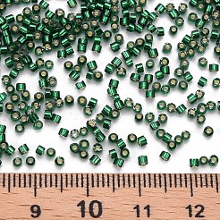 ガラスシリンダービーズ  シードビーズ  銀並ぶ  丸い穴  濃い緑  1.5~2x1~2mm  穴：0.8mm  約80000個/袋  約1ポンド/バッグ&nbsp;SEED-S047-R-012
