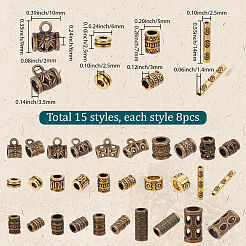 キットを作るDIYブレスレット  合金ビーズとチューブベイルを含む  ミックスカラー  7x5mm  穴：3mm&nbsp;DIY-SC0030-48