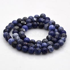 天然石ソーダライトラウンドビーズ連売り  6mm  穴：1mm  約59個/連  15インチ&nbsp;G-N0120-19-6mm