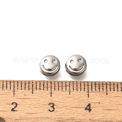 変色防止304ステンレススチールビーズ  笑顔とフラットラウンド  ステンレス鋼色  5.5x3.5mm  穴：1.5mm&nbsp;STAS-I321-20P