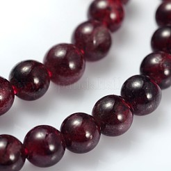 天然石ビーズ連売り  赤いガーネット  グレードB  ラウンド  暗赤色  直径約4mm  穴：約0.8mm  15~16インチ&nbsp;GSR4mm087