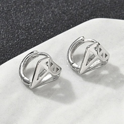 真鍮製フープピアス  ダイヤモンド  プラチナメッキ  10.5x11x11mm&nbsp;EJEW-D320-10P