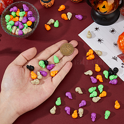ハロウィンプラスチックビーズ125色5個  穴がない  スカル  ミックスカラー  16x9x10mm  穴：1.8mm  25個/カラー&nbsp;FIND-DC0006-32