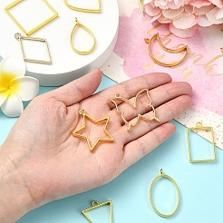 20 個 10 スタイルラックメッキ合金オープンバックベゼルペンダント  UVレジンDIY用  エポキシ樹脂  押し花  プラチナ  混合図形  33.9~48x20.5~44x3.8mm  穴：2.8~4mm  2個/スタイル&nbsp;FIND-YW0005-29
