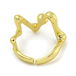女性用真鍮カフリング  カドミウムフリー＆鉛フリー  18KGP本金メッキ  内径：18mm&nbsp;RJEW-E294-05G-03
