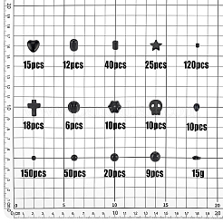 染色された合成ターコイズと天然黒曜石のビーズセット  混合図形  ブラック  4~15x4~13x4~10mm  穴：1~1.2mm&nbsp;G-AR0006-31