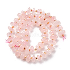 天然石ローズクォーツビーズ連売り  別々のビーズが付いたナゲット  10x8x5mm  穴：0.8mm  約57個/連  15.55''（39.5センチメートル）&nbsp;G-RM250109-A17
