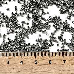 電気めっきガラスシードビーズ  虹彩  シリンダー  グレー  1.6x1.3mm  穴：0.8mm  約60000個/ポンド&nbsp;SEED-H003-10D