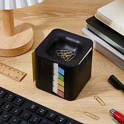 ABSプラスチック製ポップアップノート＆ロール付箋ディスペンサー  インデックスフラグディスペンサー  ペーパークリップタブデスクオーガナイザー  ブラック  84x84x85mm&nbsp;AJEW-WH0695-247B