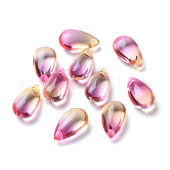 クリアガラスチャーム  染め＆加熱  ティアドロップ  ミックスカラー  13.5x8x5.5mm  穴：1mm&nbsp;GLAA-O017-01