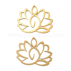 透かし細工の304ステンレススチール製ペンダント  レーザー切断  蓮の花のチャーム  ゴールドカラー  23x28x1mm  穴：3x4.5mm&nbsp;SA-CBA404E-07G