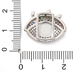 真鍮製マイクロパヴェキュービックジルコニアスライドチャーム  目  プラチナ  17x20x6mm  穴：3x2mm&nbsp;LS-KK-A232-01C