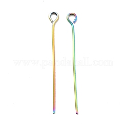 イオンプレーティング（IP）304ステンレススチールアイピン  虹色  30x0.6mm  22ゲージ  穴：1.6mm&nbsp;STAS-E156-01M-03