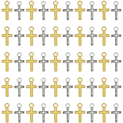 200本2色チベット風アロイペンダント  クロス  アンティークシルバー＆ゴールデン  15.5x8.5x1mm  穴：1.5mm  100個/カラー&nbsp;FIND-SC0019-83