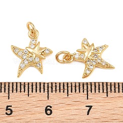 真鍮マイクロパヴェクリアキュービックジルコニアチャーム  丸カン付き  ヒトデのチャーム  18KGP本金メッキ  13x11x2mm  穴：2.4mm  丸カン：4x0.7ミリ&nbsp;KK-Q085-02E-G