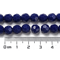 不透明ガラスビーズスタンド  ファセット（32ファセット）  ラウンド  マリンブルー  8mm  穴：1mm  約65~67個/連  49~50cm&nbsp;EGLA-A035-P8mm-D09