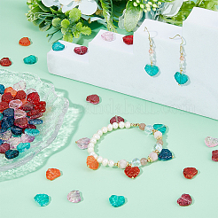 120個6色手作りランプワークビーズ  葉  ミックスカラー  10x13mm  穴：1.3mm  20個/カラー&nbsp;LAMP-HS0001-13