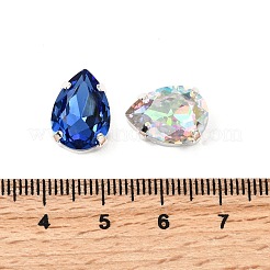 縫い付けラインストーン  ガラスラインストーン  ティアドロップ  プラチナ真鍮の爪留め  ミックスカラー  14x10x8mm  穴：1mm&nbsp;RGLA-P070-05C-P