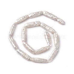 バロック天然ケシパールビーズ  オーバル  貝殻色  15~30x6~9x5~7mm  穴：0.8mm&nbsp;PEAR-N020-P25