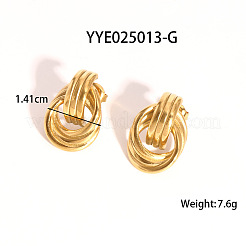 304ステンレススチールテクスチャマルチサークルノットスタッドピアス  ゴールドカラー  14.1mm&nbsp;WP5091-1