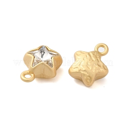 ラックメッキ合金ラインストーンペンダント  カドミウムフリー＆鉛フリー  スター  透明  12.5x10x7mm  穴：1.6mm&nbsp;PALLOY-S186-09G-02